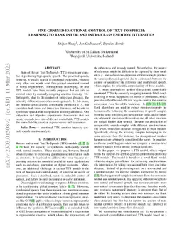 Fine-grained Emotional Control of Text-To-Speech: Learning To Rank
  Inter- And Intra-Class Emotion Intensities