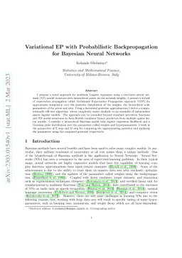 Variational EP with Probabilistic Backpropagation for Bayesian Neural
  Networks