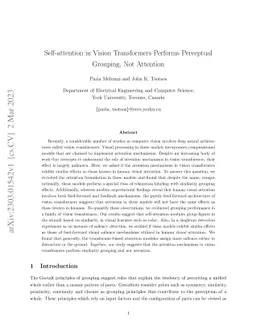 Self-attention in Vision Transformers Performs Perceptual Grouping, Not
  Attention