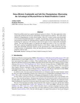 Data-efficient, Explainable and Safe Box Manipulation: Illustrating the
  Advantages of Physical Priors in Model-Predictive Control