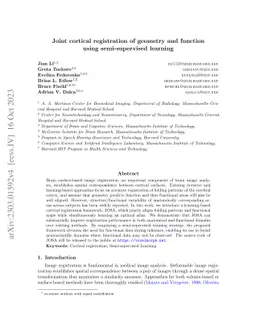 Joint cortical registration of geometry and function using
  semi-supervised learning