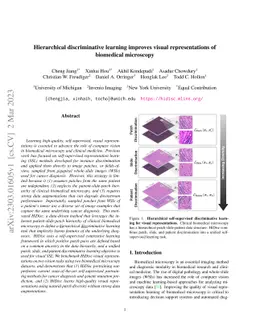 Hierarchical discriminative learning improves visual representations of
  biomedical microscopy