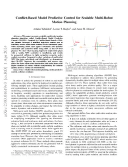 Conflict-Based Model Predictive Control for Scalable Multi-Robot Motion
  Planning
