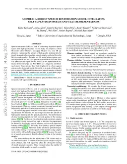 Miipher: A Robust Speech Restoration Model Integrating Self-Supervised
  Speech and Text Representations