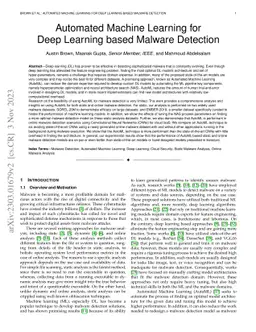 Automated Machine Learning for Deep Learning based Malware Detection