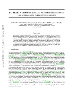 BO-Muse: A human expert and AI teaming framework for accelerated
  experimental design