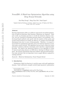 Neural-BO: A Black-box Optimization Algorithm using Deep Neural Networks