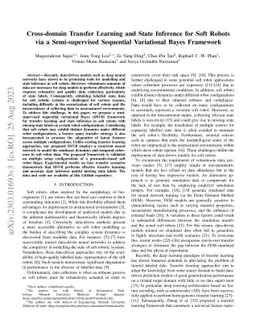 Cross-domain Transfer Learning and State Inference for Soft Robots via a
  Semi-supervised Sequential Variational Bayes Framework