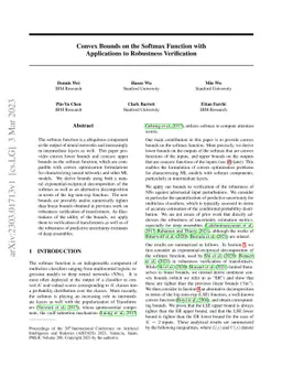 Convex Bounds on the Softmax Function with Applications to Robustness
  Verification