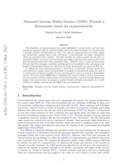 Automatic Increase Market Systems (AIMS): Towards a deterministic theory
  for cryptocurrencies