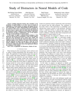 Study of Distractors in Neural Models of Code