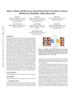 Mover: Mask and Recovery based Facial Part Consistency Aware Method for
  Deepfake Video Detection