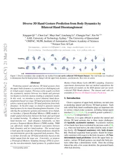 Diverse 3D Hand Gesture Prediction from Body Dynamics by Bilateral Hand
  Disentanglement