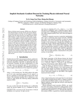 Implicit Stochastic Gradient Descent for Training Physics-informed
  Neural Networks