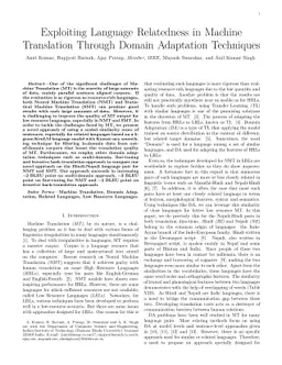 Exploiting Language Relatedness in Machine Translation Through Domain
  Adaptation Techniques