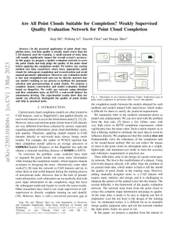 Are All Point Clouds Suitable for Completion? Weakly Supervised Quality
  Evaluation Network for Point Cloud Completion
