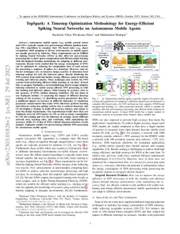 TopSpark: A Timestep Optimization Methodology for Energy-Efficient
  Spiking Neural Networks on Autonomous Mobile Agents