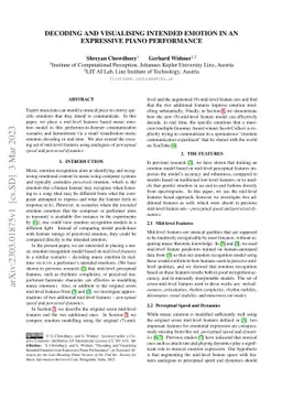 Decoding and Visualising Intended Emotion in an Expressive Piano
  Performance