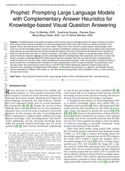 Prophet: Prompting Large Language Models with Complementary Answer Heuristics for Knowledge-based Visual Question Answering
