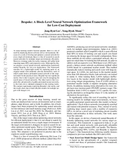Bespoke: A Block-Level Neural Network Optimization Framework for
  Low-Cost Deployment