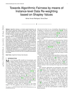 Towards Algorithmic Fairness by means of Instance-level Data
  Re-weighting based on Shapley Values