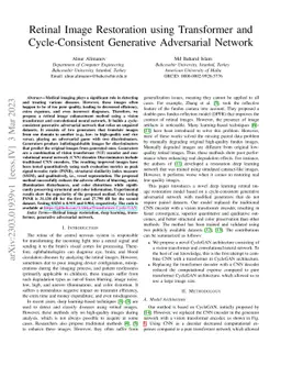 Retinal Image Restoration using Transformer and Cycle-Consistent
  Generative Adversarial Network