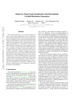 PointCert: Point Cloud Classification with Deterministic Certified
  Robustness Guarantees