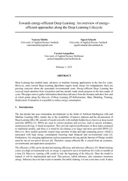 Towards energy-efficient Deep Learning: An overview of energy-efficient
  approaches along the Deep Learning Lifecycle