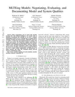 MLTEing Models: Negotiating, Evaluating, and Documenting Model and
  System Qualities