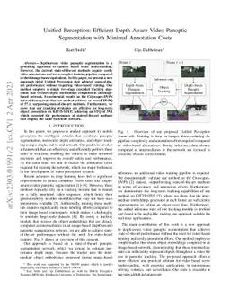 Unified Perception: Efficient Depth-Aware Video Panoptic Segmentation
  with Minimal Annotation Costs