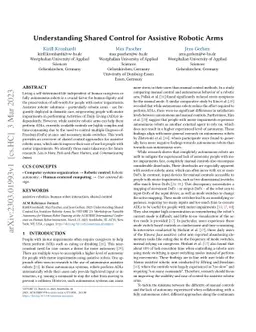 Understanding Shared Control for Assistive Robotic Arms