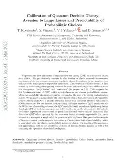 Calibration of Quantum Decision Theory: Aversion to Large Losses and
  Predictability of Probabilistic Choices
