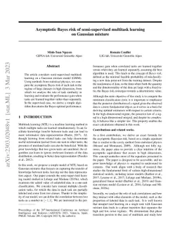 Asymptotic Bayes risk of semi-supervised multitask learning on Gaussian
  mixture