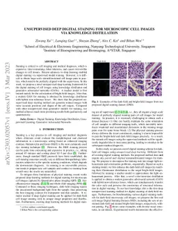 Unsupervised Deep Digital Staining For Microscopic Cell Images Via
  Knowledge Distillation