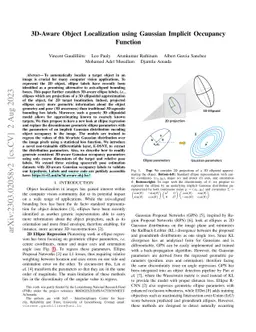 3D-Aware Object Localization using Gaussian Implicit Occupancy Function