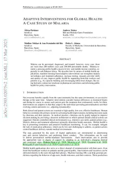 Adaptive Interventions for Global Health: A Case Study of Malaria