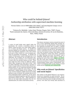 Who could be behind QAnon? Authorship attribution with supervised
  machine-learning