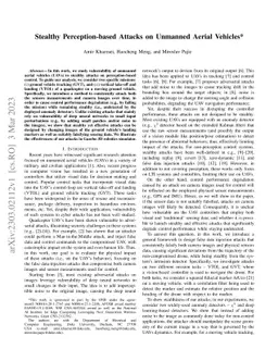 Stealthy Perception-based Attacks on Unmanned Aerial Vehicles