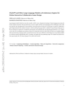 ChatGPT and Other Large Language Models as Evolutionary Engines for
  Online Interactive Collaborative Game Design
