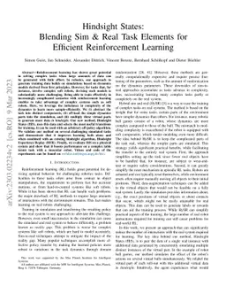 Hindsight States: Blending Sim and Real Task Elements for Efficient
  Reinforcement Learning