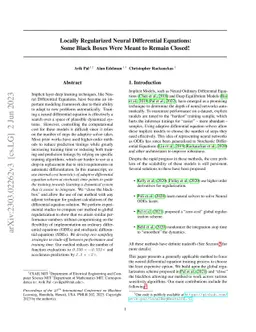 Locally Regularized Neural Differential Equations: Some Black Boxes Were
  Meant to Remain Closed!