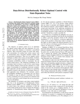 Data-Driven Distributionally Robust Optimal Control with State-Dependent Noise
