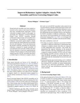 Improved Robustness Against Adaptive Attacks With Ensembles and
  Error-Correcting Output Codes