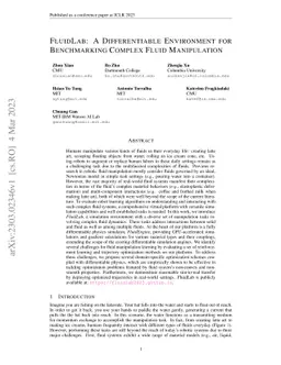 FluidLab: A Differentiable Environment for Benchmarking Complex Fluid
  Manipulation