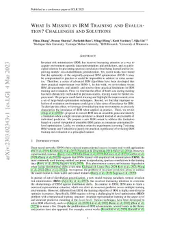 What Is Missing in IRM Training and Evaluation? Challenges and Solutions