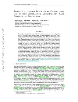 Towards a Unified Theoretical Understanding of Non-contrastive Learning
  via Rank Differential Mechanism