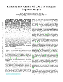Exploring The Potential Of GANs In Biological Sequence Analysis