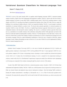 Variational Quantum Classifiers for Natural-Language Text