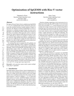 Optimization of SpGEMM with Risc-V vector instructions