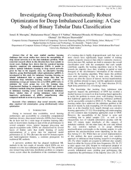 Investigating Group Distributionally Robust Optimization for Deep
  Imbalanced Learning: A Case Study of Binary Tabular Data Classification